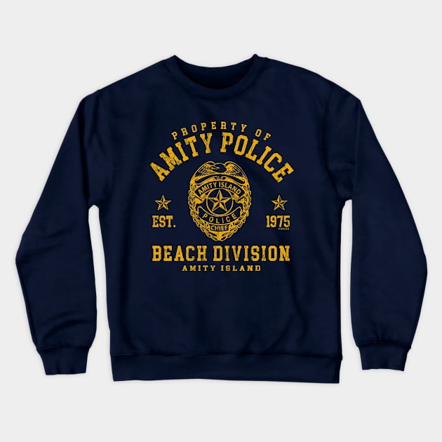 Property of Amity Police Worn (Universal © UCS LLC) Crewneck Sweatshirt by Alema Art